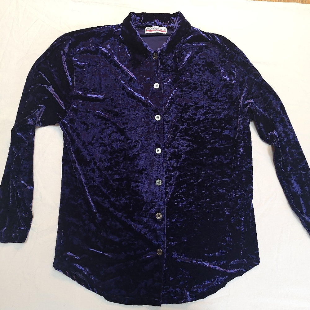 Vintage Amanda Smith Deep Purple Velvet Shirt